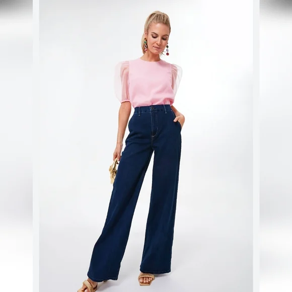 NWT TUCKERNUCK'S HYACINTH HOUSE TULLE SLEEVE ROURKE BLOUSE XL BUBBLEGUM PINK - Picture 6 of 6